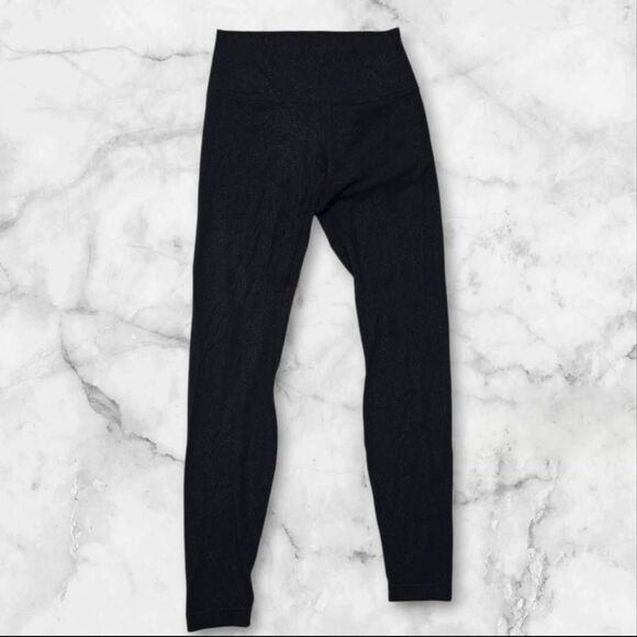 Lululemon Black Printed Aligns High Rise Size 6 - Picture 1 of 5